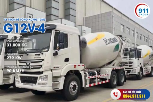 Xe trộn bê tông XCMG 12m³ - Model xe: G12V-4 (xe cơ sở XCMG)