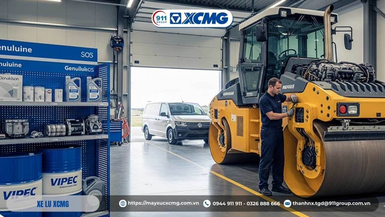 bảo dưỡng xe lu XCMG định kỳ mang lại nhiều lợi ích thiết thực