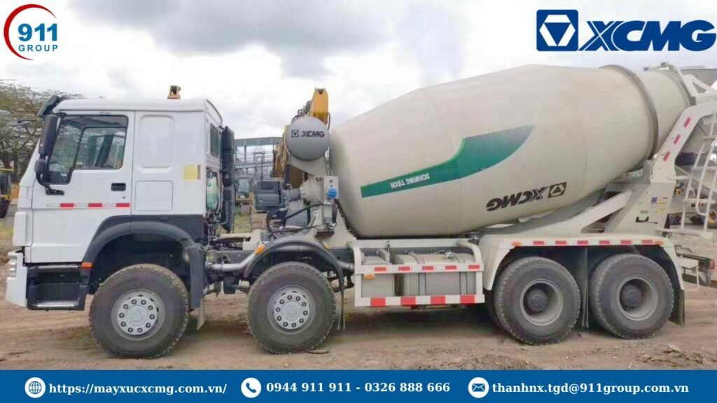Quy trình vận hành xe trộn bê tông XCMG tại công trường thực tế