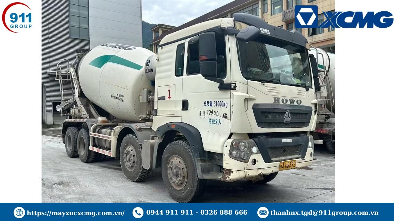 Khởi động xe trộn bê tông