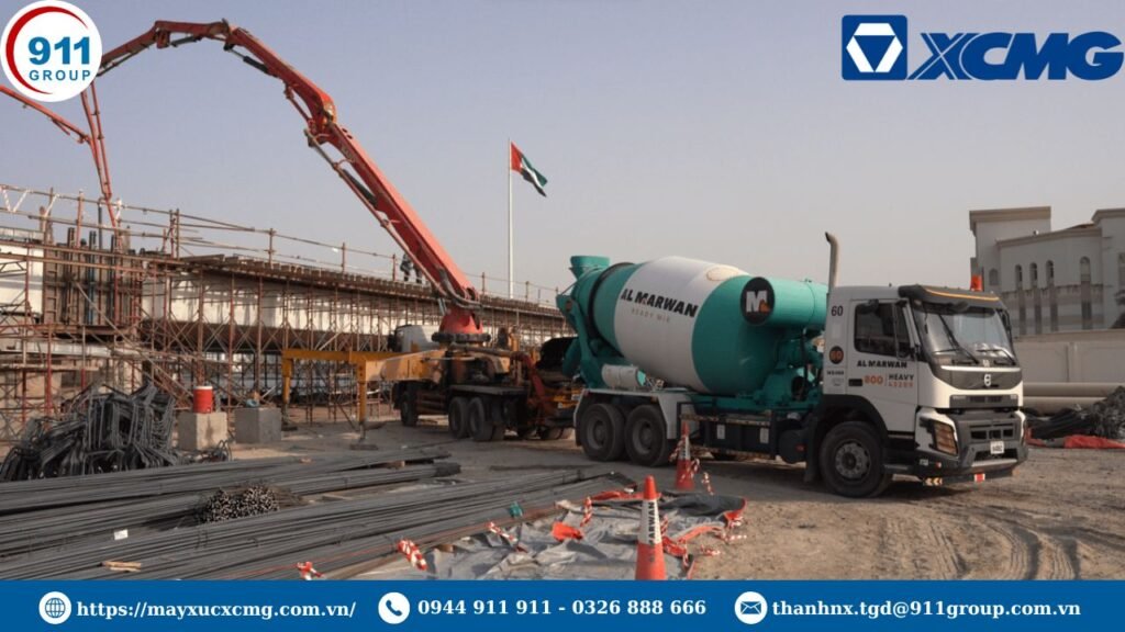 Xe trộn bê tông tại công trình