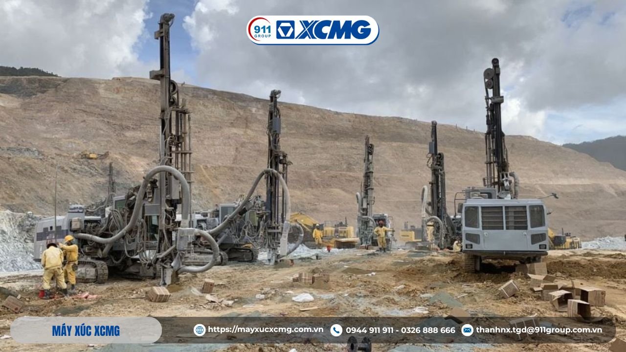 Hình ảnh khoan nổ mìn an toàn tại công trường