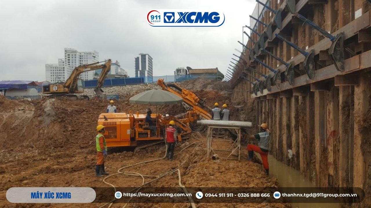 Hình ảnh khoan neo đang thực thi tại công trường 