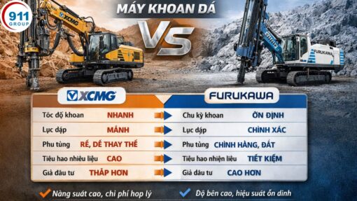 So sánh máy khoan đá XCMG và Furukawa